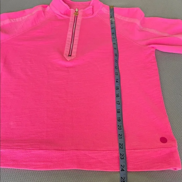 Lilly Pulitzer Pink Ashlee 1/2 Zip Cotton Sweatshirt Size Medium - Picture 7 of 11